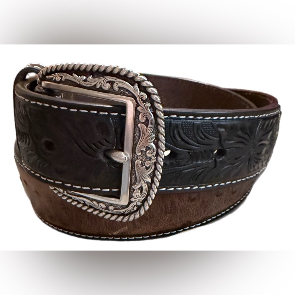ARIAT MEN'S WESTERN FAUX OSTRICH LEATHER
BELT BROWN 36 - Picture 3 of 5